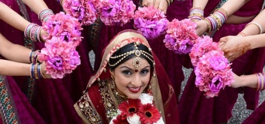 Indian bride with flowers